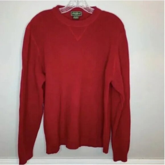 Eddie Bauer Men's Maroon Vintage Crew Neck Ribbed Long Sleeve Sweater Size Large - Picture 3 of 5